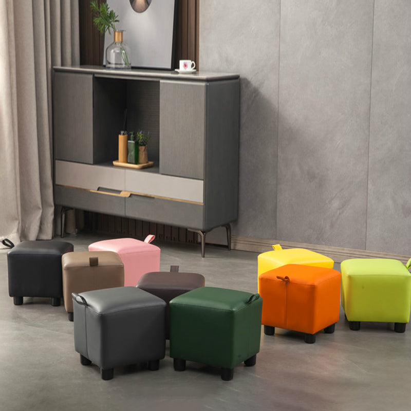 Orange Modern Standard Faux Leather Square Standard for Living Room