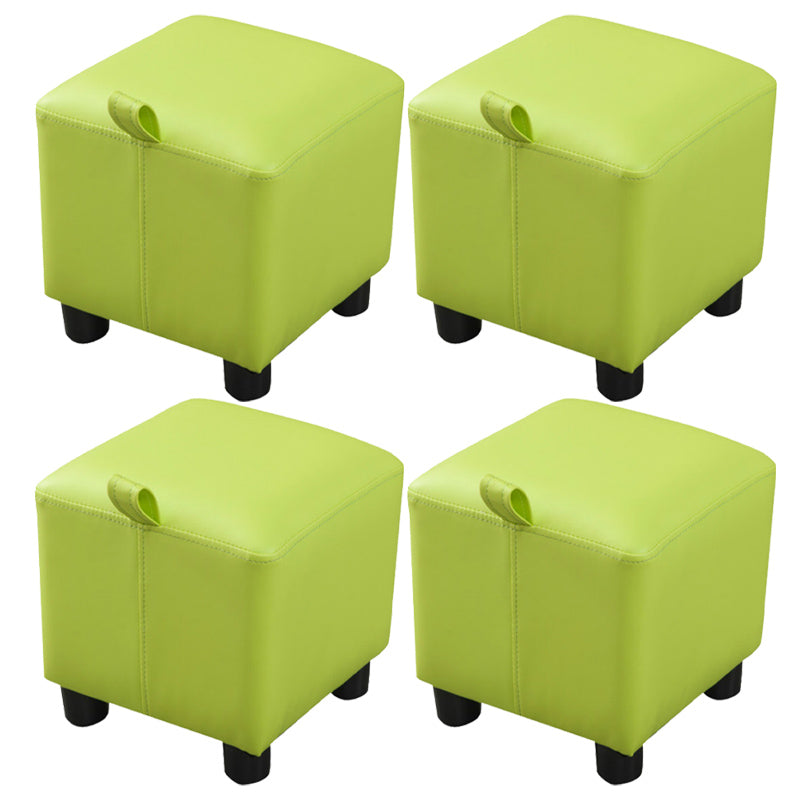 Orange Modern Standard Faux Leather Square Standard for Living Room