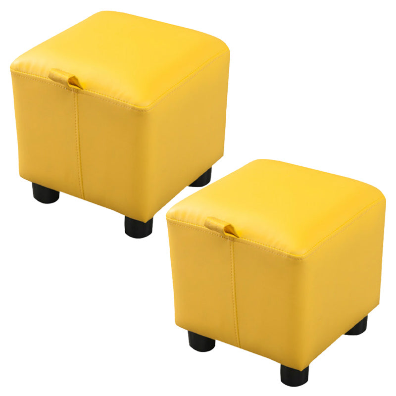 Orange Modern Standard Faux Leather Square Standard for Living Room