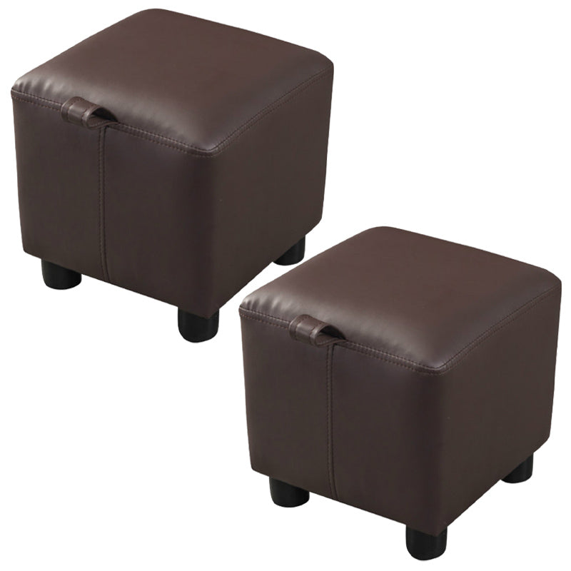 Orange Modern Standard Faux Leather Square Standard for Living Room