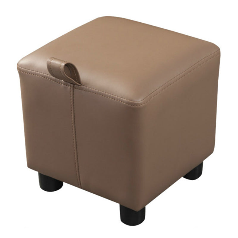 Orange Modern Standard Faux Leather Square Standard for Living Room