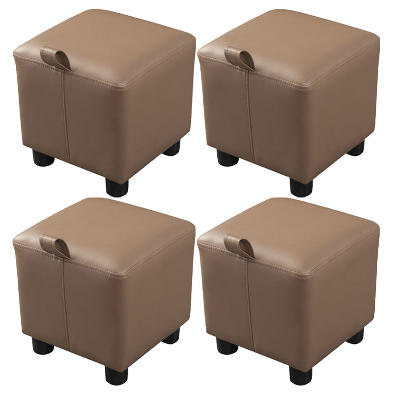 Orange Modern Standard Faux Leather Square Standard for Living Room