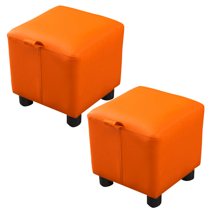 Orange Modern Standard Faux Leather Square Standard for Living Room