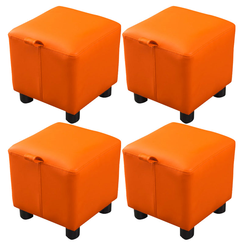Orange Modern Standard Faux Leather Square Standard for Living Room