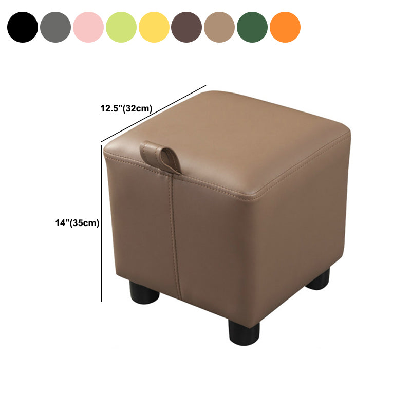 Orange Modern Standard Faux Leather Square Standard for Living Room