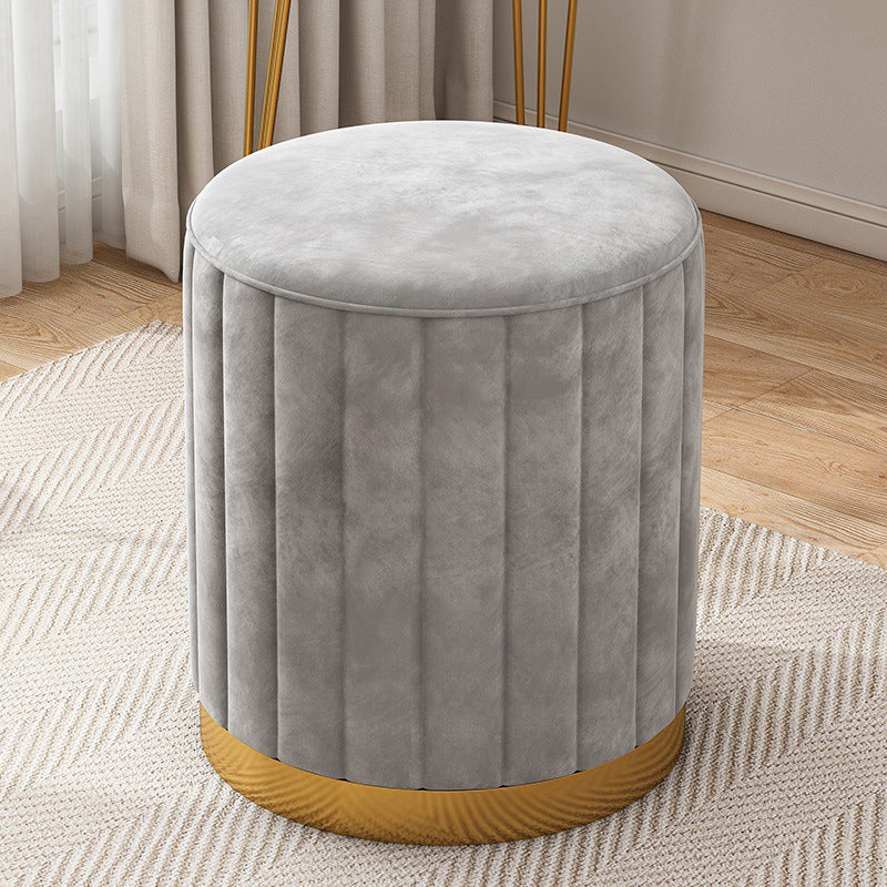 Velvet Ottoman Whole Colored Cylinder Shape Contemporary Scratch Resistant Pouf