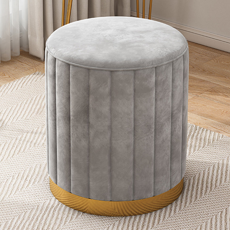 Velvet Ottoman Whole Colored Cylinder Shape Contemporary Scratch Resistant Pouf