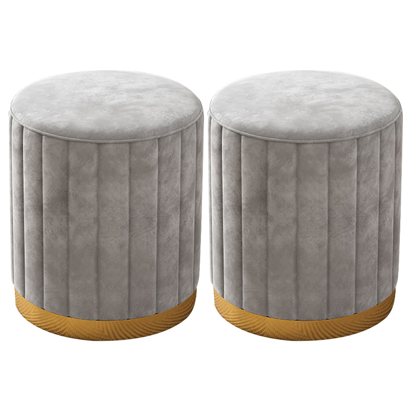 Velvet Ottoman Whole Colored Cylinder Shape Contemporary Scratch Resistant Pouf