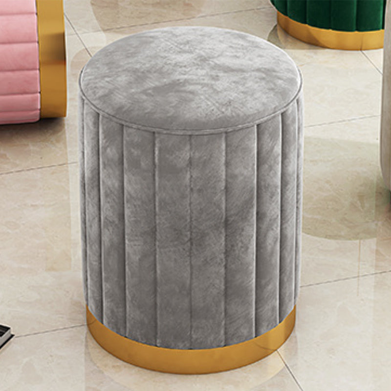 Velvet Ottoman Whole Colored Cylinder Shape Contemporary Scratch Resistant Pouf