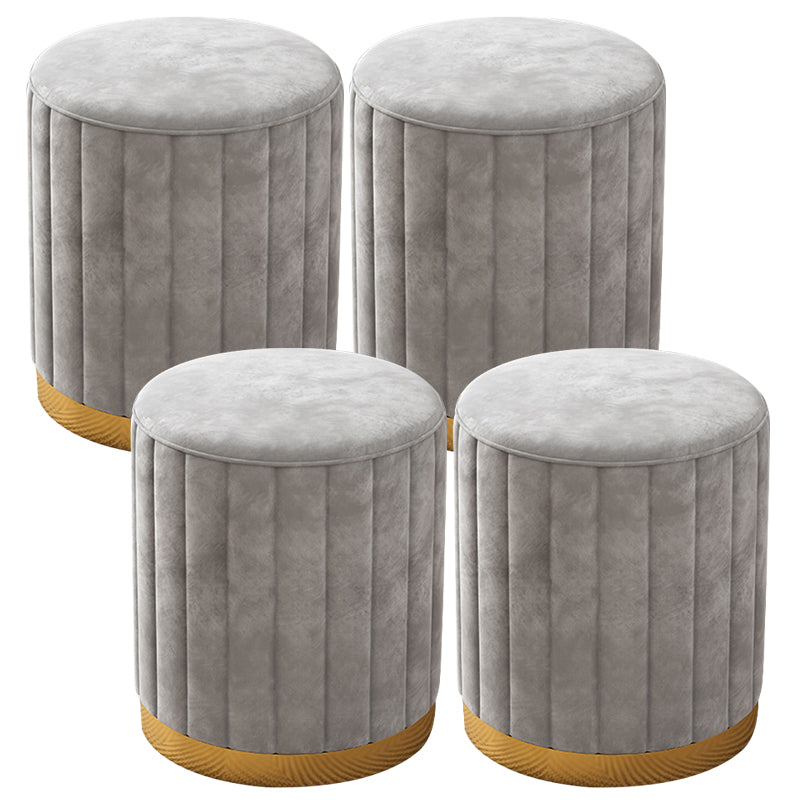 Velvet Ottoman Whole Colored Cylinder Shape Contemporary Scratch Resistant Pouf