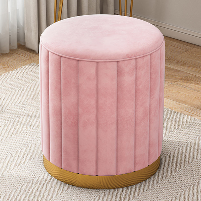 Velvet Ottoman Whole Colored Cylinder Shape Contemporary Scratch Resistant Pouf