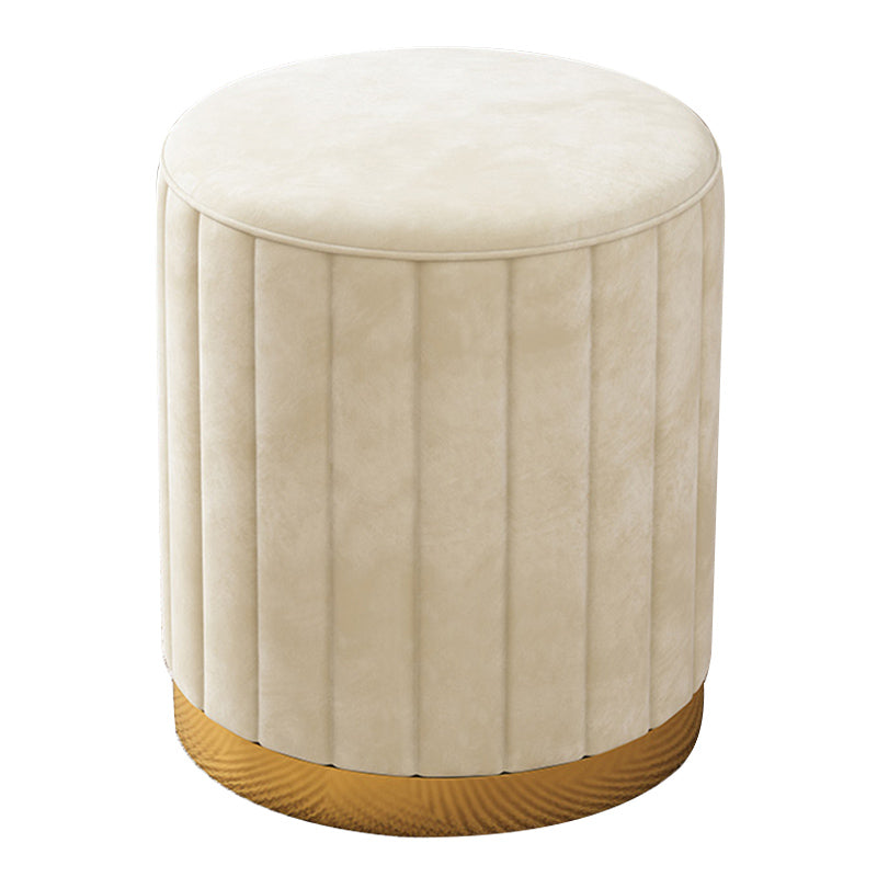 Velvet Ottoman Whole Colored Cylinder Shape Contemporary Scratch Resistant Pouf