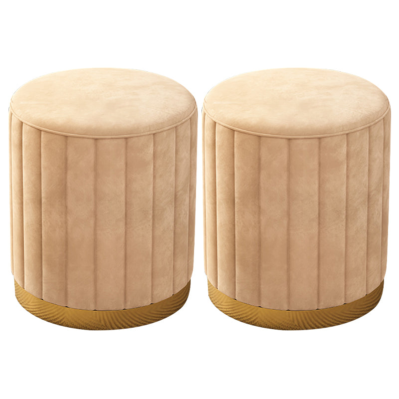 Velvet Ottoman Whole Colored Cylinder Shape Contemporary Scratch Resistant Pouf