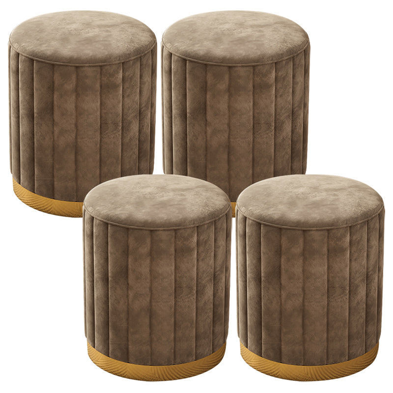 Velvet Ottoman Whole Colored Cylinder Shape Contemporary Scratch Resistant Pouf