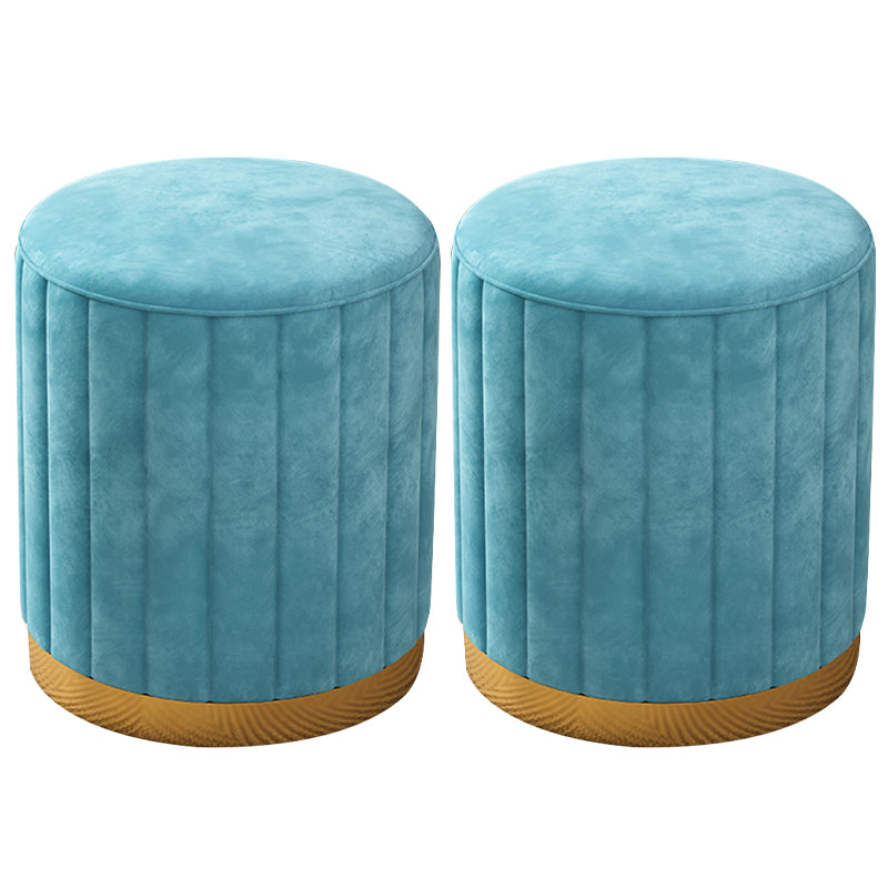 Velvet Ottoman Whole Colored Cylinder Shape Contemporary Scratch Resistant Pouf