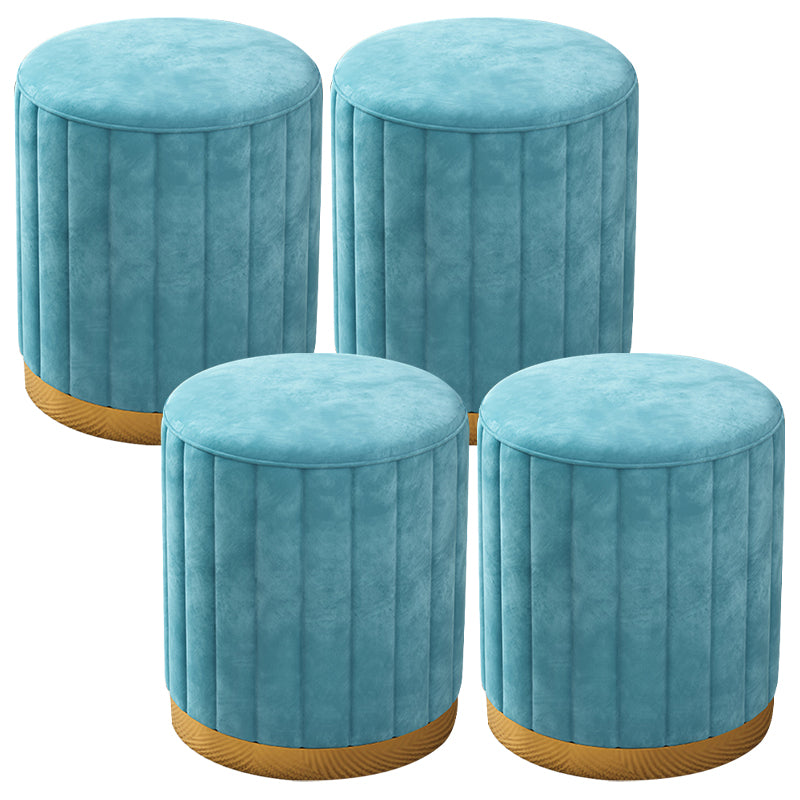 Velvet Ottoman Whole Colored Cylinder Shape Contemporary Scratch Resistant Pouf