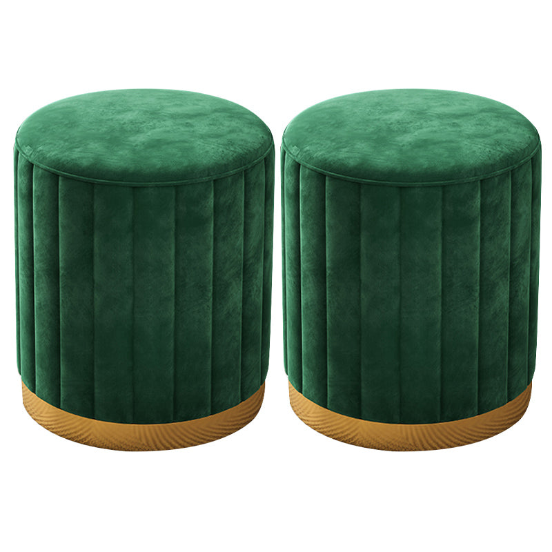 Velvet Ottoman Whole Colored Cylinder Shape Contemporary Scratch Resistant Pouf