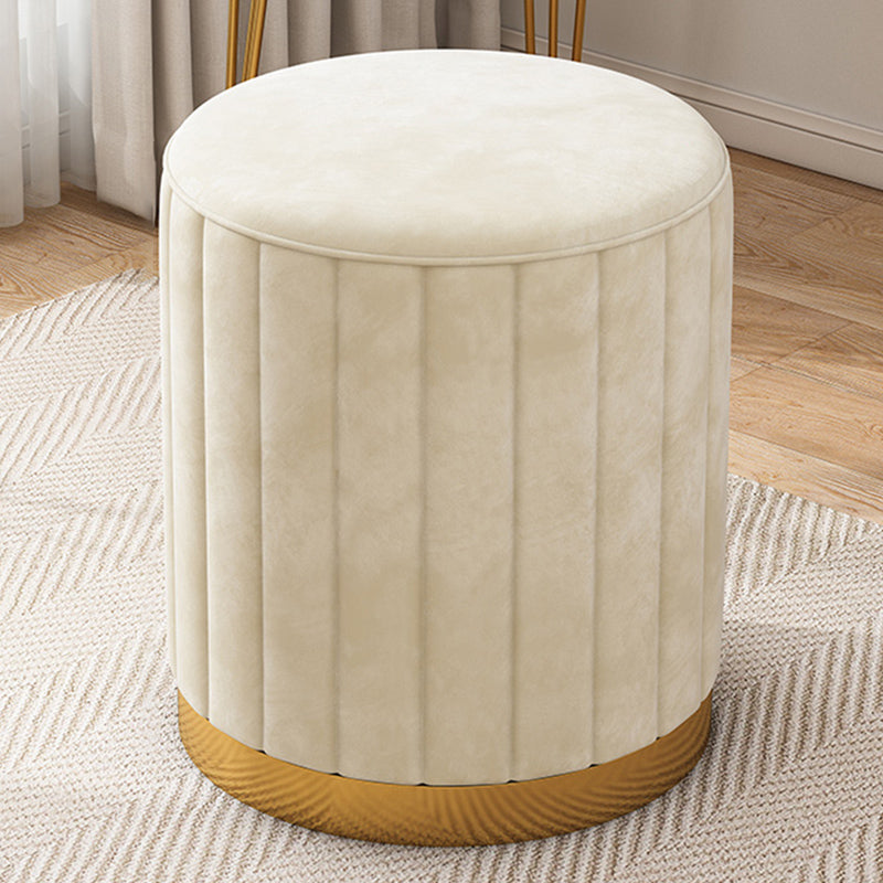 Velvet Ottoman Whole Colored Cylinder Shape Contemporary Scratch Resistant Pouf