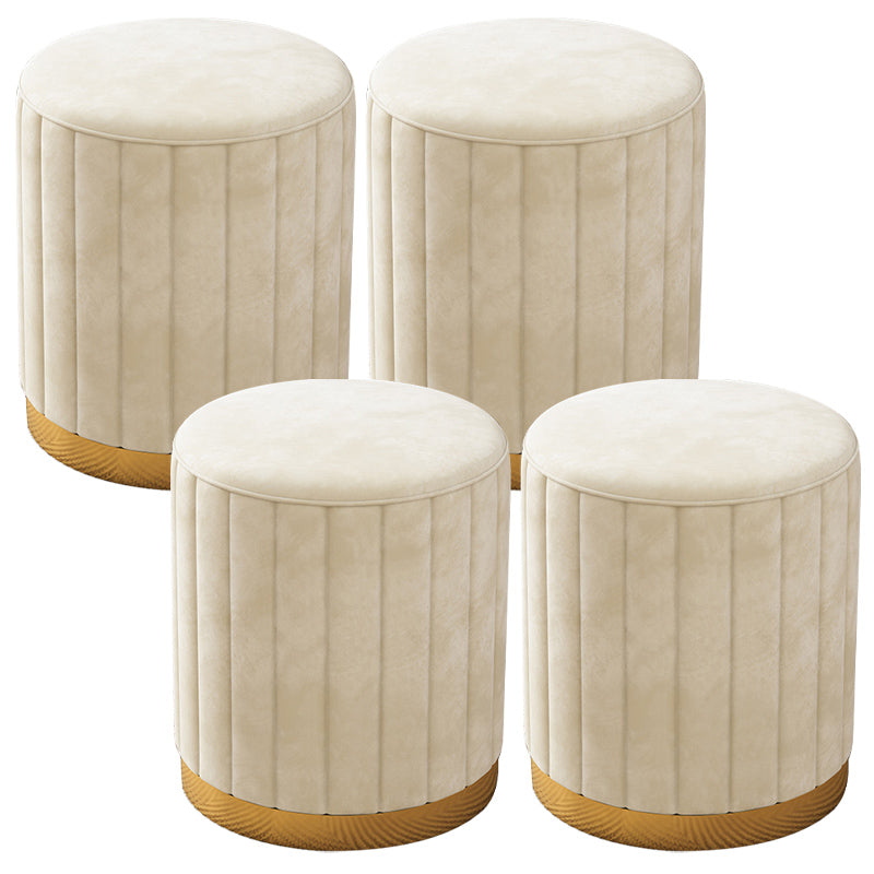 Velvet Ottoman Whole Colored Cylinder Shape Contemporary Scratch Resistant Pouf