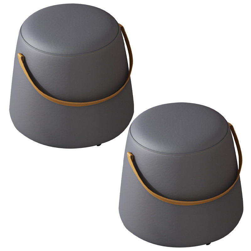 Portable Pouf Pure Color Cylinder Shape Modern Fabric Stain Resistant Pouf Ottoman