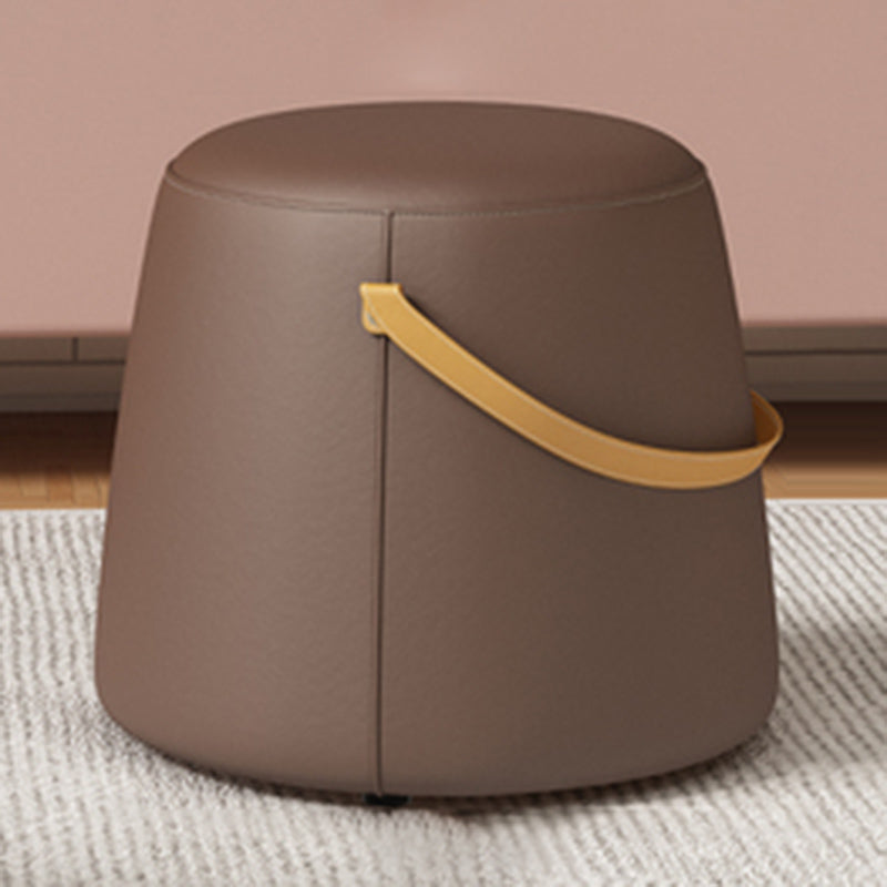 Portable Pouf Pure Color Cylinder Shape Modern Fabric Stain Resistant Pouf Ottoman