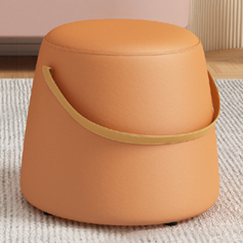 Portable Pouf Pure Color Cylinder Shape Modern Fabric Stain Resistant Pouf Ottoman