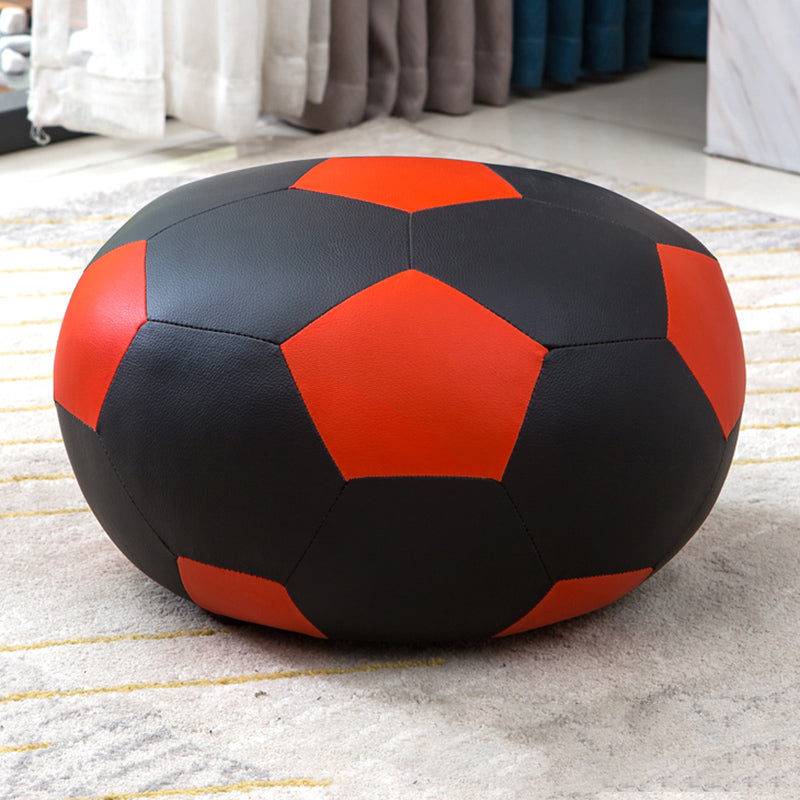 Upholstered Pouf Color Panel Tear Resistant Round Faux Leather Fabric Modern Pouf