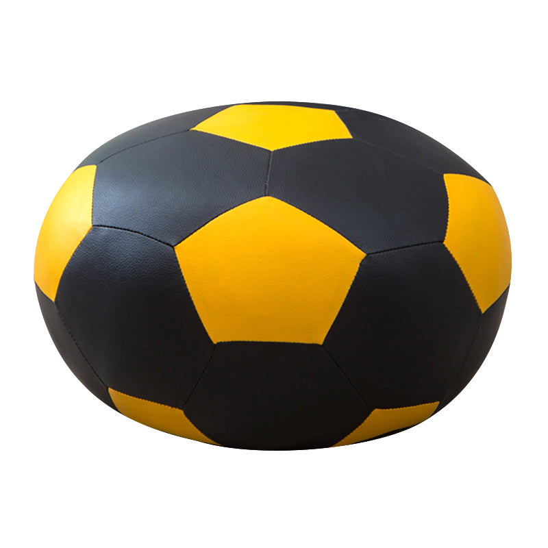 Upholstered Pouf Color Panel Tear Resistant Round Faux Leather Fabric Modern Pouf