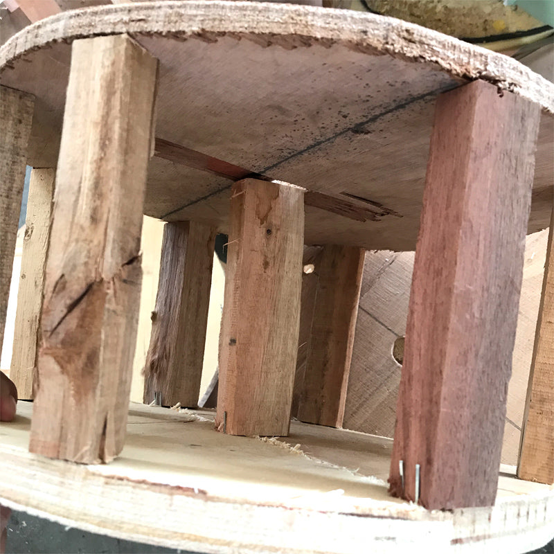 Upholstered Pouf Color Panel Tear Resistant Round Faux Leather Fabric Modern Pouf