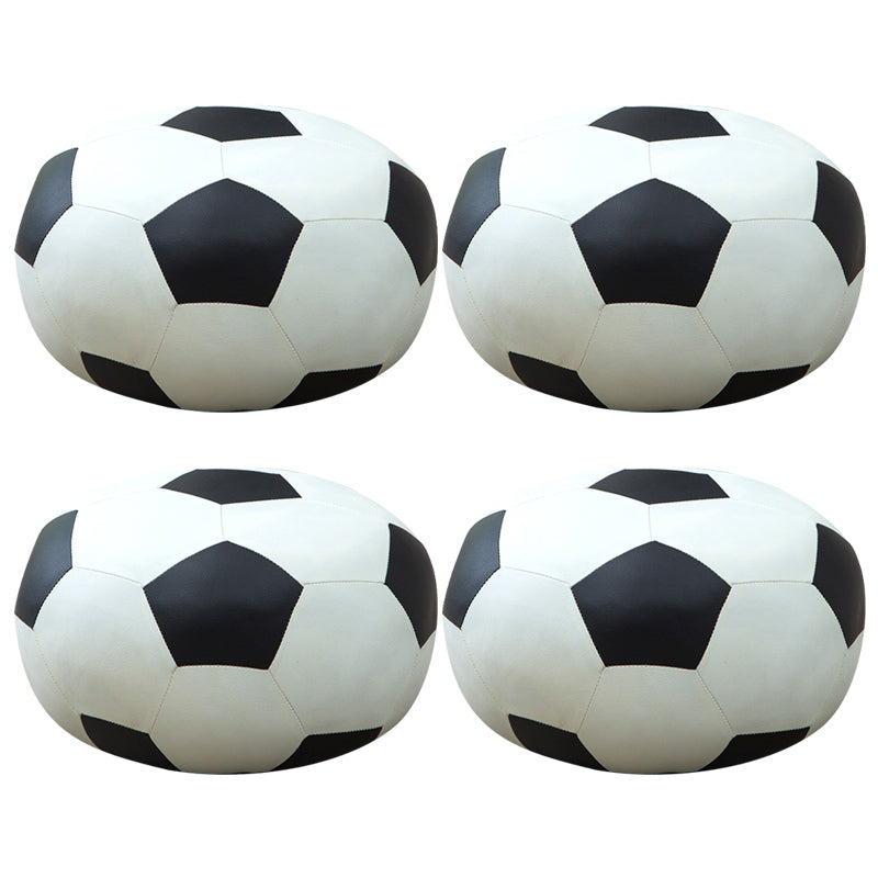 Upholstered Pouf Color Panel Tear Resistant Round Faux Leather Fabric Modern Pouf