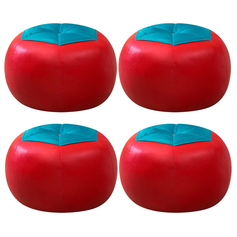 Upholstered Pouf Color Panel Tear Resistant Round Faux Leather Fabric Modern Pouf