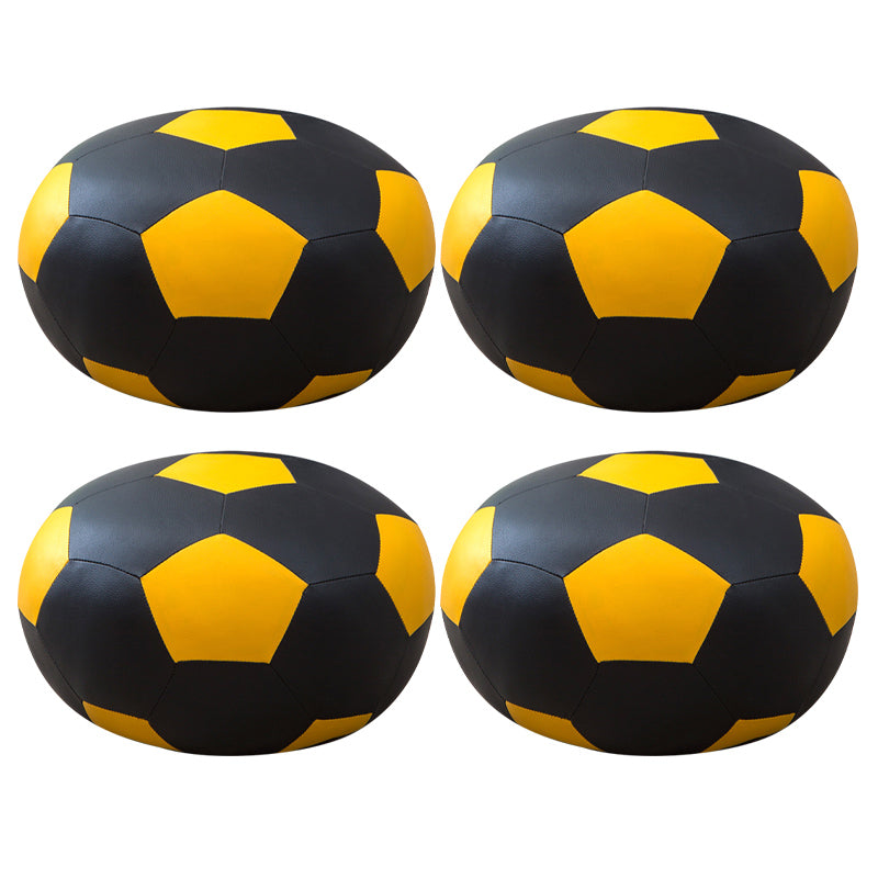 Upholstered Pouf Color Panel Tear Resistant Round Faux Leather Fabric Modern Pouf