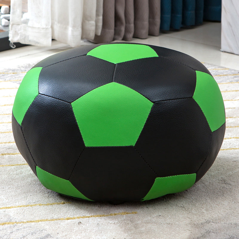 Upholstered Pouf Color Panel Tear Resistant Round Faux Leather Fabric Modern Pouf