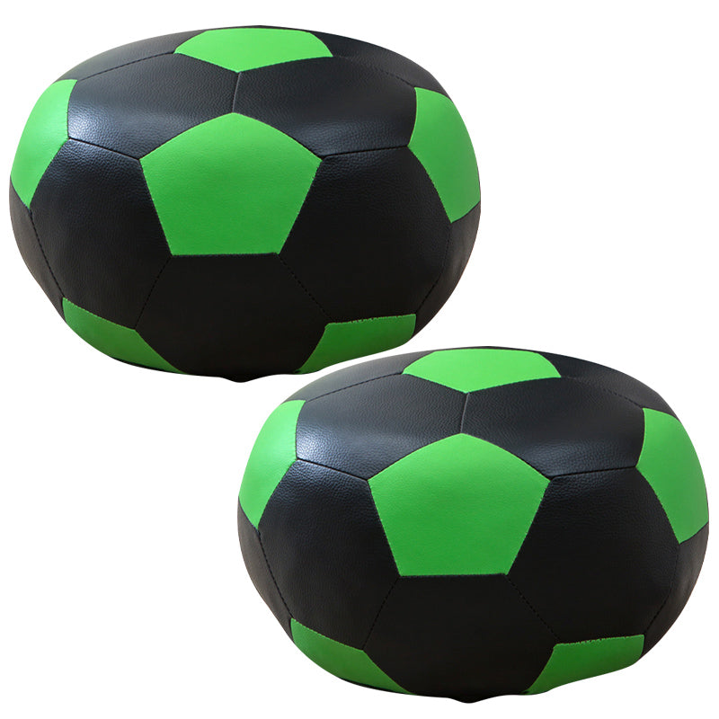 Upholstered Pouf Color Panel Tear Resistant Round Faux Leather Fabric Modern Pouf