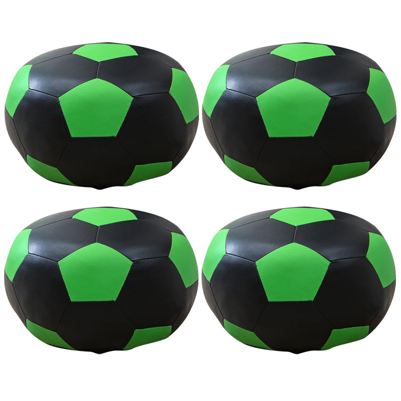 Upholstered Pouf Color Panel Tear Resistant Round Faux Leather Fabric Modern Pouf