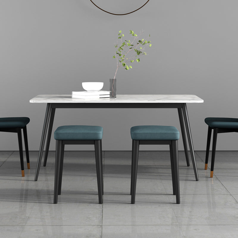 Square Ottoman Solid Color Upholstered Metal Frame Fabric Standard Ottoman