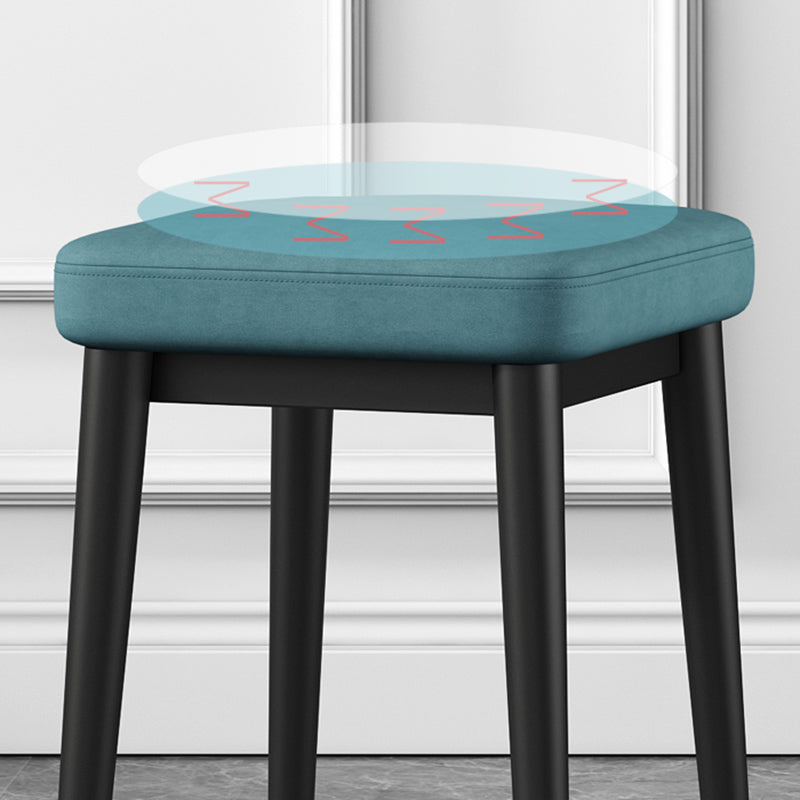 Square Ottoman Solid Color Upholstered Metal Frame Fabric Standard Ottoman