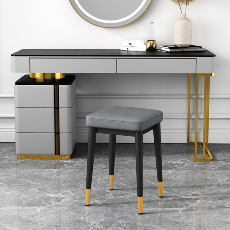 Square Ottoman Solid Color Upholstered Metal Frame Fabric Standard Ottoman