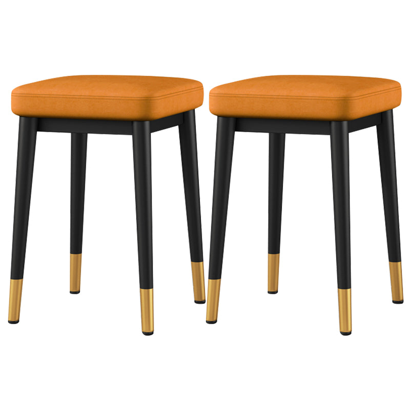 Square Ottoman Solid Color Upholstered Metal Frame Fabric Standard Ottoman