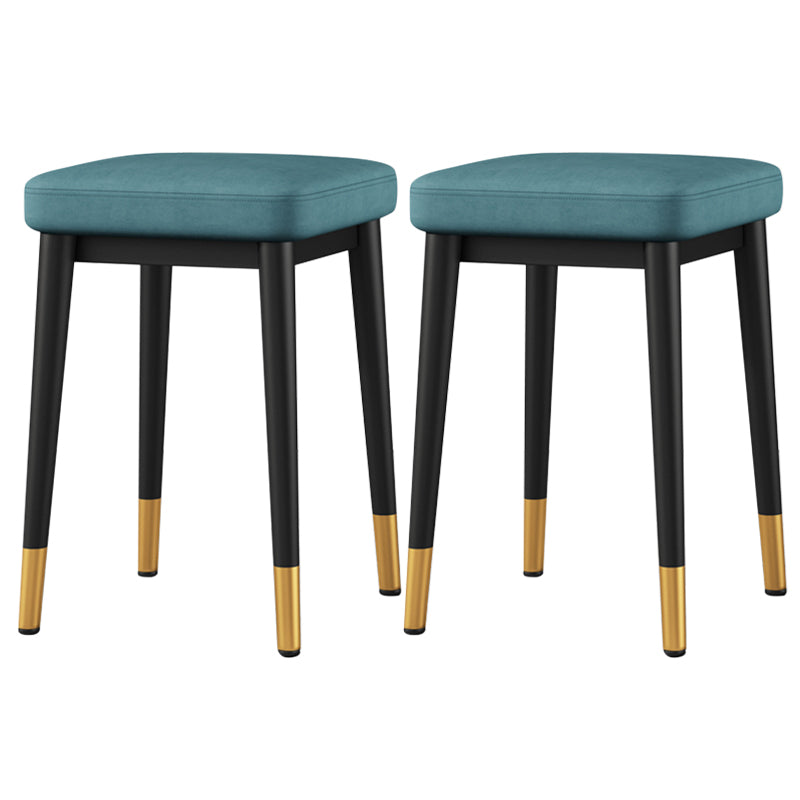 Square Ottoman Solid Color Upholstered Metal Frame Fabric Standard Ottoman