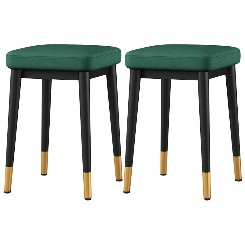 Square Ottoman Solid Color Upholstered Metal Frame Fabric Standard Ottoman