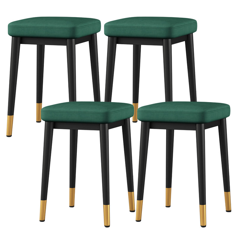 Square Ottoman Solid Color Upholstered Metal Frame Fabric Standard Ottoman