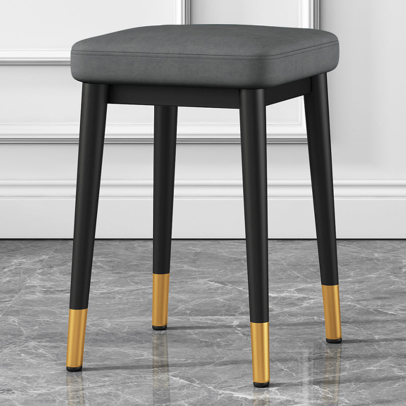 Square Ottoman Solid Color Upholstered Metal Frame Fabric Standard Ottoman