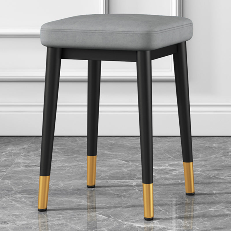 Square Ottoman Solid Color Upholstered Metal Frame Fabric Standard Ottoman