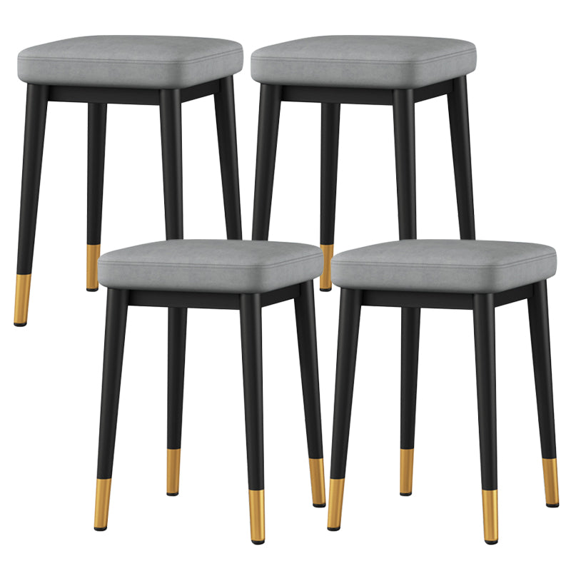 Square Ottoman Solid Color Upholstered Metal Frame Fabric Standard Ottoman