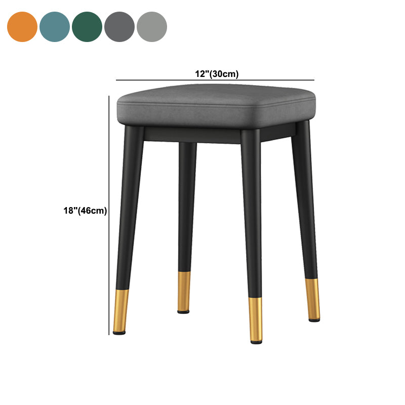 Square Ottoman Solid Color Upholstered Metal Frame Fabric Standard Ottoman