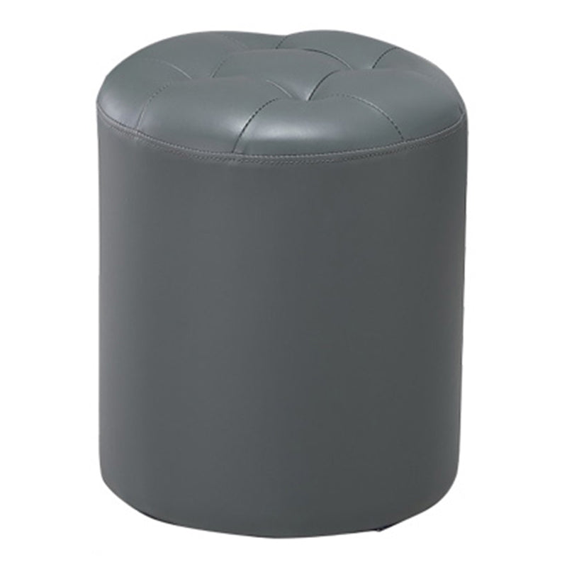 Modern Pouf Ottoman Genuine Leather Upholstered Tufted Stain Resistant Solid Color Ottoman