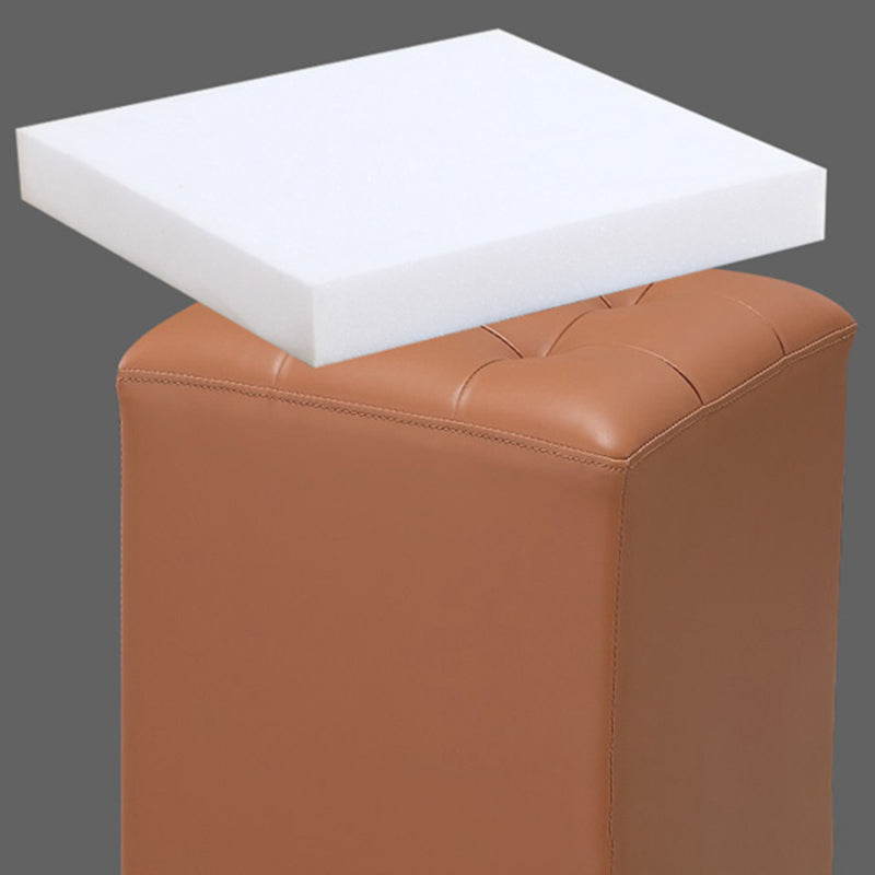 Modern Pouf Ottoman Genuine Leather Upholstered Tufted Stain Resistant Solid Color Ottoman