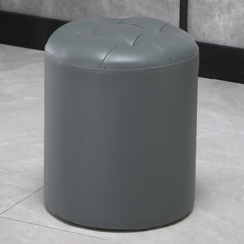 Modern Pouf Ottoman Genuine Leather Upholstered Tufted Stain Resistant Solid Color Ottoman