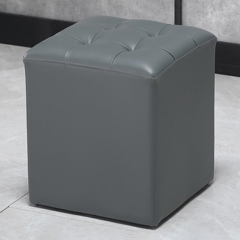 Modern Pouf Ottoman Genuine Leather Upholstered Tufted Stain Resistant Solid Color Ottoman